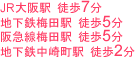 JR大阪駅 徒歩7分　地下鉄梅田駅 徒歩5分　阪急線梅田駅 徒歩5分　地下鉄中崎町駅 徒歩2分
